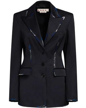 Marni Bead-Embellished Single-Breasted Blazer - Black