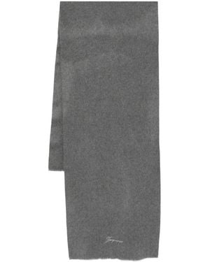 Jacquemus Scarf With Embroidered Logo - Grey