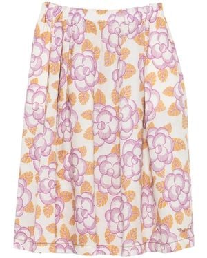 Marni Floral-Print Mid Skirt - Pink