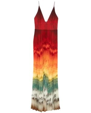 Alice + Olivia Pleated Tie-Dye Dress - Red