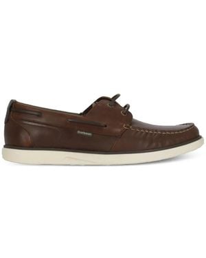 Barbour Lace-Up Stitching Boat Shoes - Brown