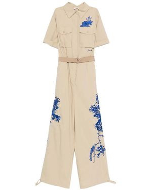 P.A.R.O.S.H. Floral-Embroidered Jumpsuit - White