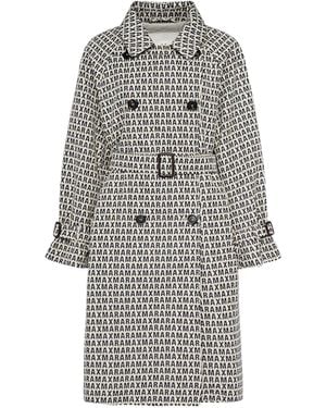 Max Mara Logo-Print Belted Raincoat - Grey