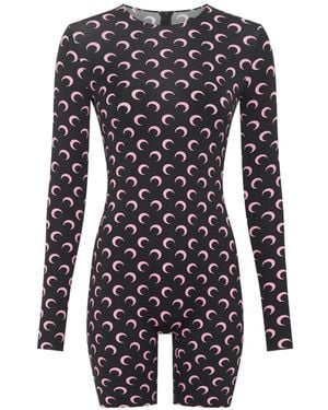 Marine Serre Moon-Print Jersey Playsuit - Black
