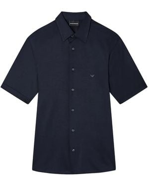 Emporio Armani Short-Sleeve Buttoned Shirt - Blue
