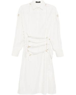 Undercover Buckle Cutaway-Collar Shirt Dress - White