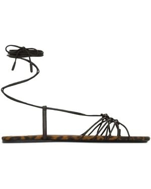 Saint Laurent Babylone Smooth-Leather Sandals - White