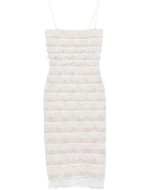 Hervé Léger Robe Dara Bordée De Dentelle - White