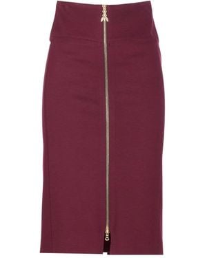 Patrizia Pepe Logo-Embellished Zip-Front Midi Skirt - Purple
