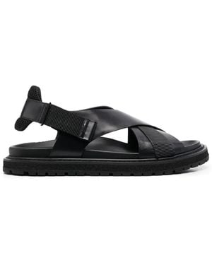 Premiata Crossover-Strap Leather Sandals - Black