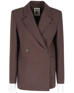 Semicouture Double-Breasted Blazer - Brown