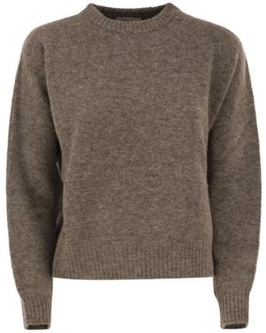 Weekend by Maxmara Brushed Crew-Neck Sweater - Brown