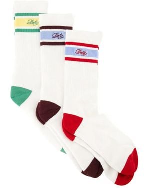 Drole de Monsieur La Chaussette Drôle Rayée Socks (pack Of Three) - レッド