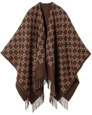 Gucci Poncho Mit Gg-Muster - Braun