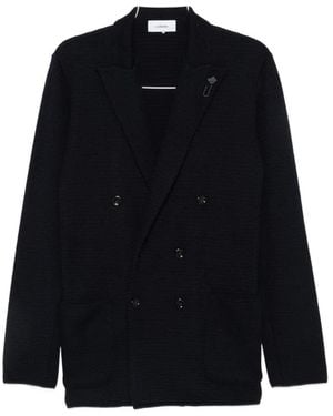 Lardini Double-Breasted Knit Blazer - Black