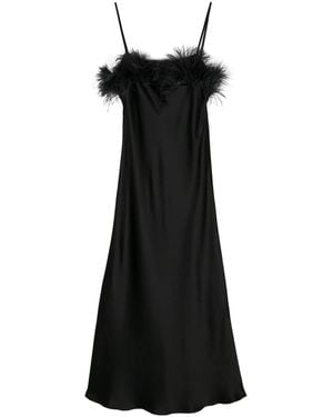 Antonelli Ligorio Feather-Trim Satin Dress - Black