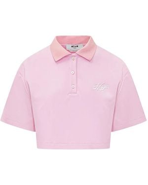 MSGM Collared Polo Top - Pink