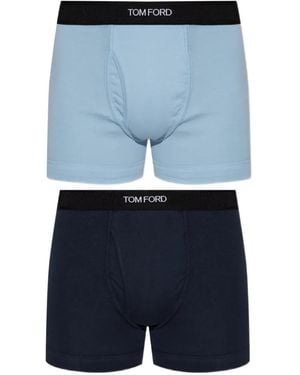 Tom Ford Logo-Waistband Boxers (Set Of Two) - Blue