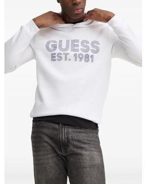 Guess Logo-Print Hoodie - White