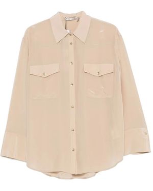 Alice + Olivia Flap-Pocket Button-Up Shirt - Natural