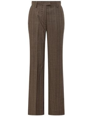 Ganni Pantalon Droit À Fines Rayures - Brown