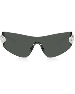 Versace Medusa-Embellished Shield Sunglasses - Gray