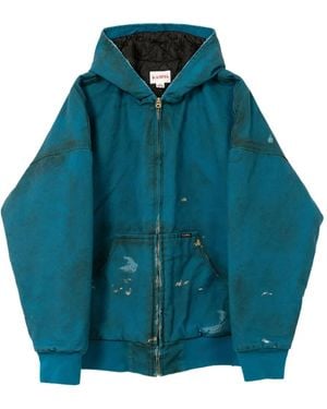 KAMIYA Boro Distressed Zip-Up Jacket - Blue