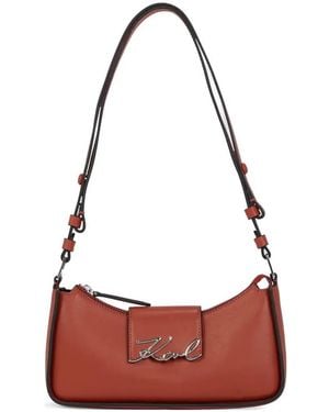 Karl Lagerfeld Logo-Plaque Shoulder Bag - Red