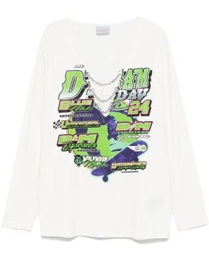 Bluemarble Motoプリント&チェーン Tシャツ - ホワイト