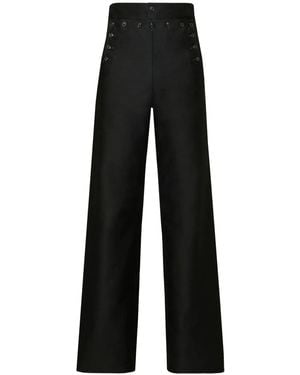 Maison Margiela Wide-Leg Satin Trousers - Black