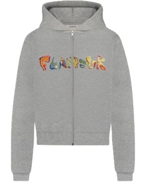 flâneur Embroidered-Logo Hoodie - Gray