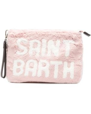 MC2 Saint Barth Parisienne Logo-Intarsia Faux-Fur Clutch Bag - Pink