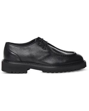 Doucal's Derbies En Cuir Grainé À Lacets - Black