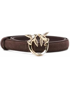 Pinko Love Birds Suede Belt - White