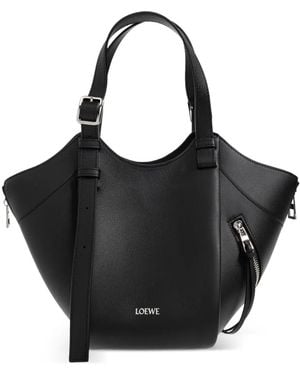 Loewe Hammock Flip Leather Tote Bag - Black