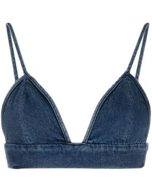 Agolde Triangle-Cup Denim Crop Top - Blue