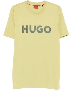HUGO Logo-Print T-Shirt - Yellow