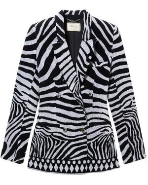 Blumarine Zebra Jacquard Double-Breasted Jacket - Black