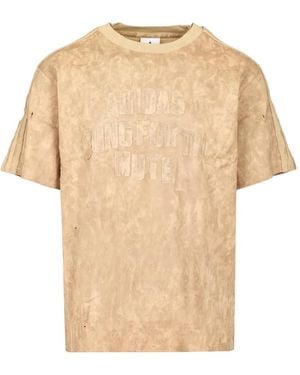 Song For The Mute X Adidas Logo-Appliqué Distressed T-Shirt - Natural