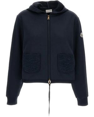 Moncler Sudadera Con Capucha Y Parche Del Logo - Azul