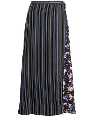 Paul Smith Paneled Stripe-Print Skirt - Blue