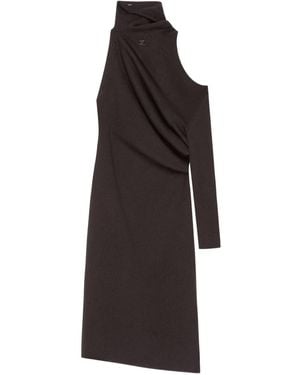 Courreges Draped Wool Midi Dress - Brown