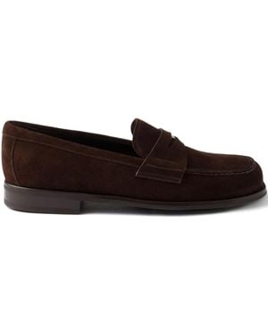 Prada Suede Penny Loafers - Brown