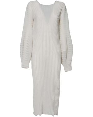 Mirco Giovannini Ribbed Midi Dress - White