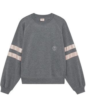 Repetto Satin-Stripe Crew-Neck Sweatshirt - Grey