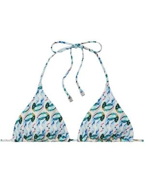 Tory Burch Duck Print Bikini Top - Blue