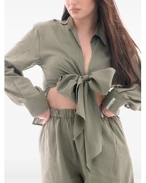 hinnominate Bow-Tie Long-Sleeved Top - Gray