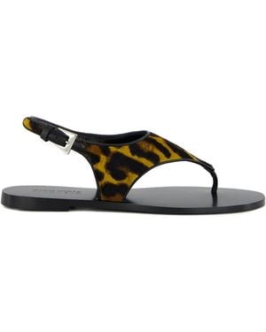 Paris Texas Sandalias planas con estampado de leopardo - Negro