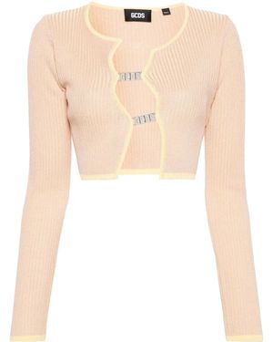 Gcds Cardigan Comma Crop A Coste - Neutro