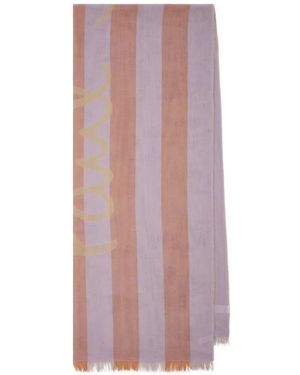 Paul Smith Striped Logo-Print Scarf - Purple